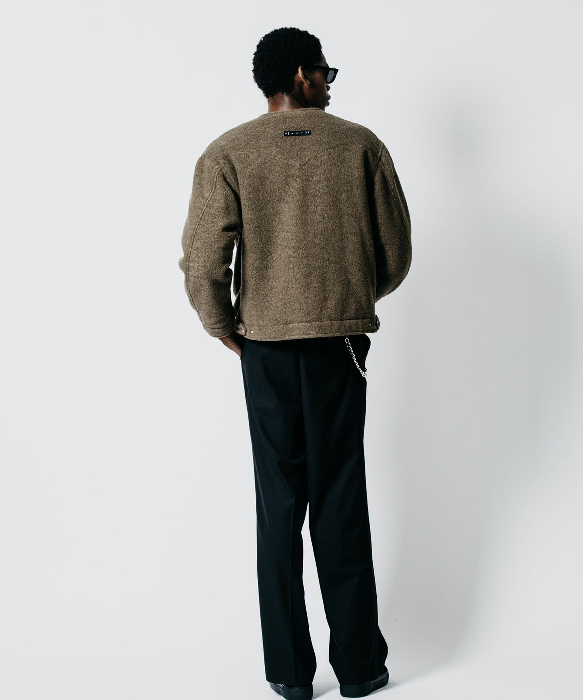 PREMIUM BOUCLE WOOL BIKER CARDIGAN