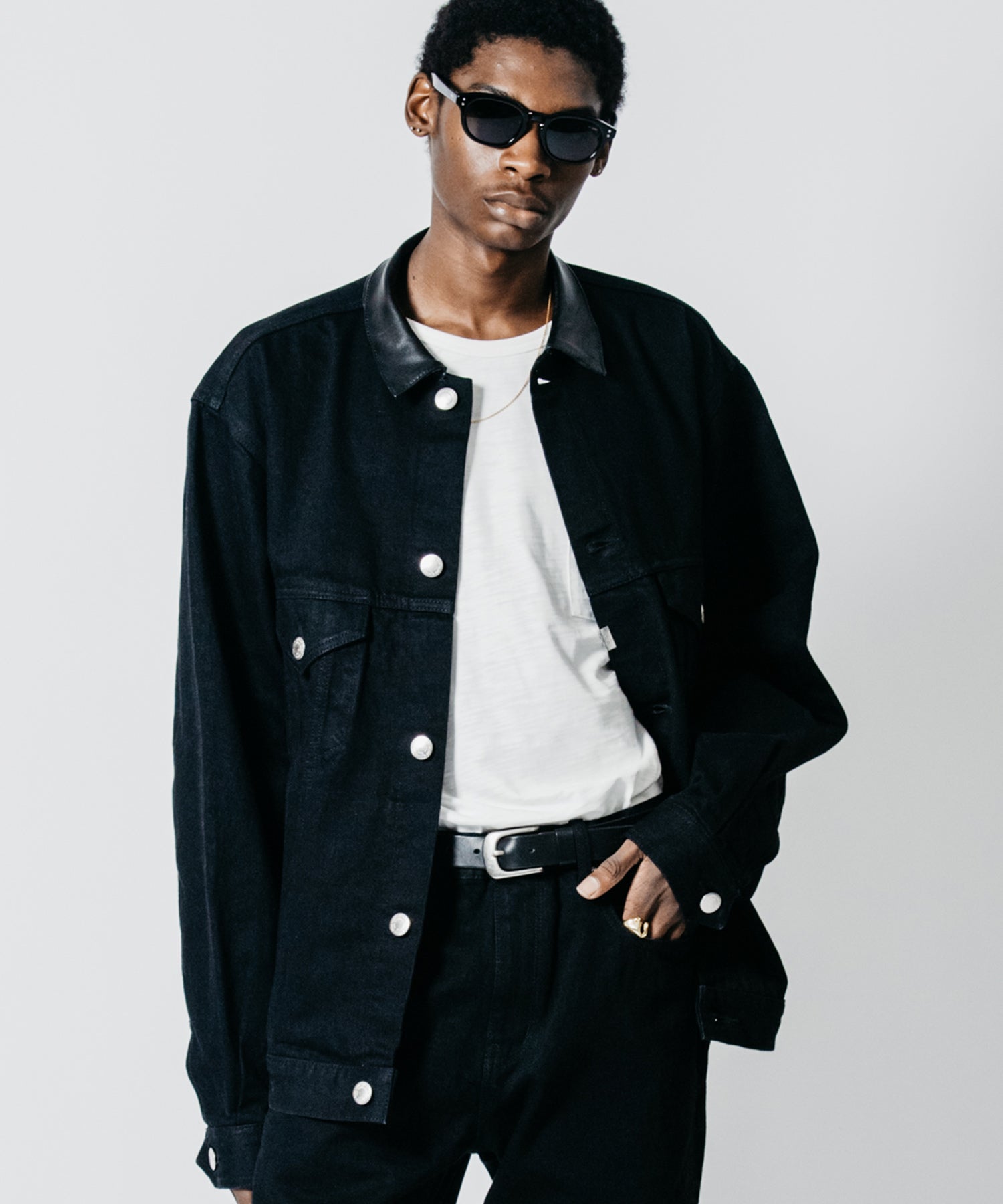 BRON FREE SELVEDGE ONE WASH DENIM TYPE III JACKET - BLACK MADE IN JAPA