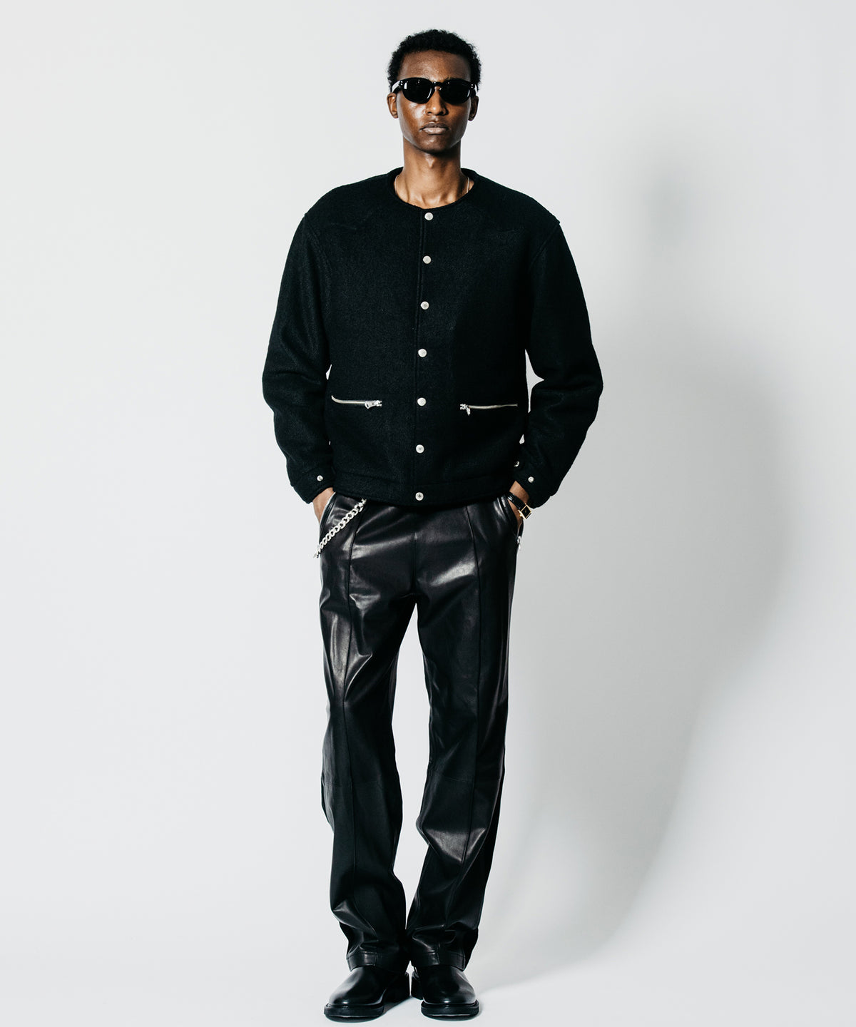 SHEEP COMBINATION LEATHER TRACK PANTS