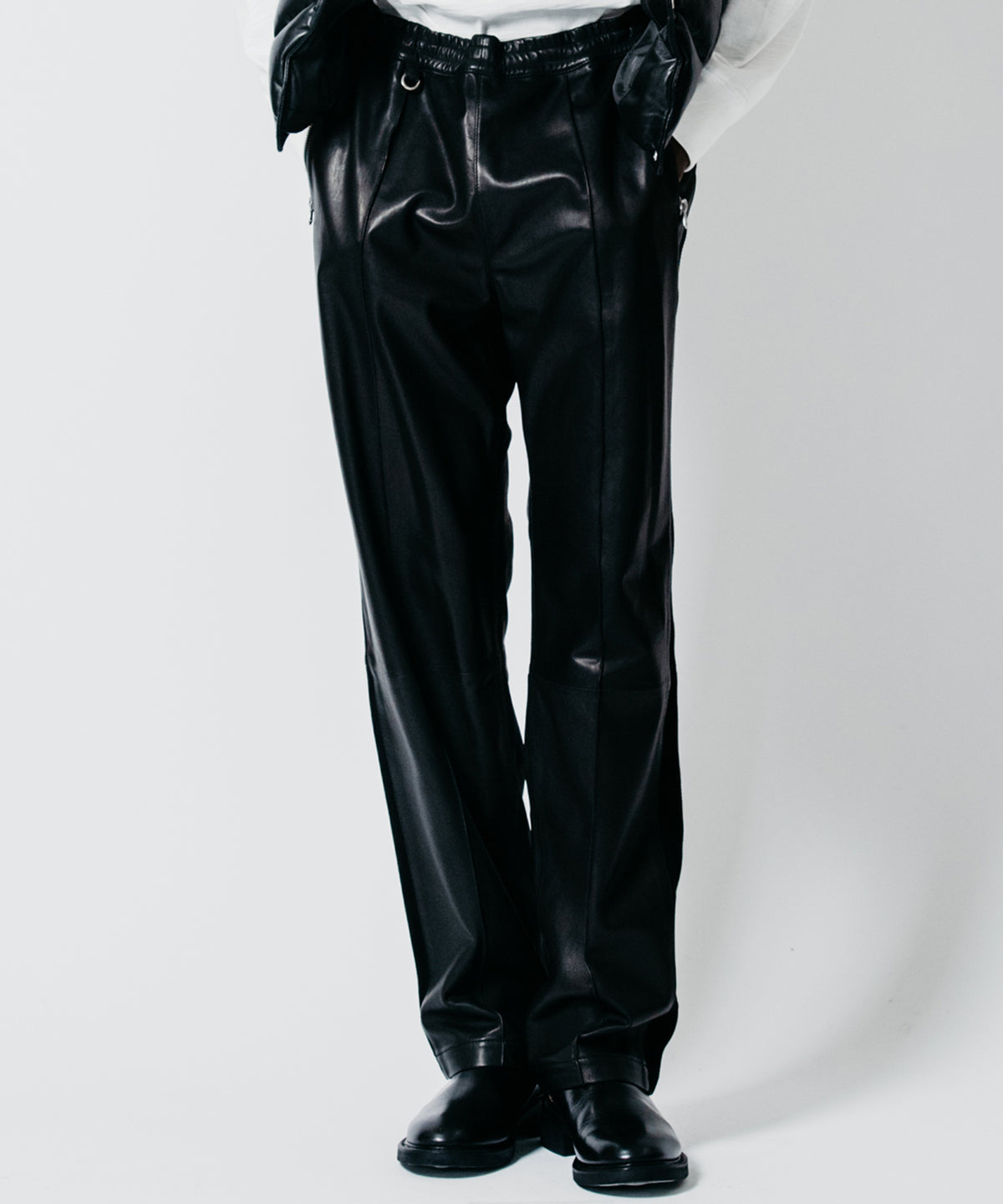 SHEEP COMBINATION LEATHER TRACK PANTS