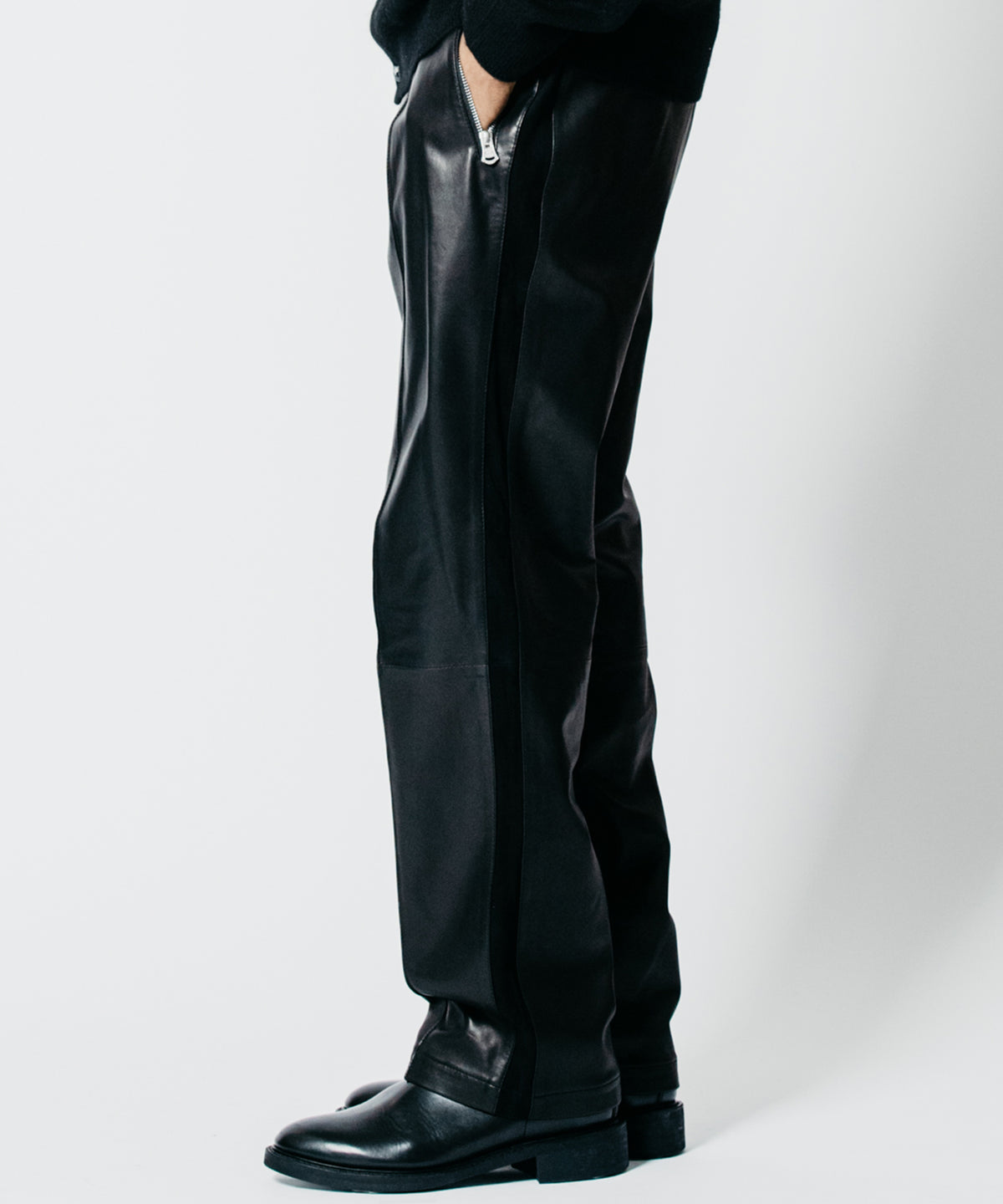 SHEEP COMBINATION LEATHER TRACK PANTS