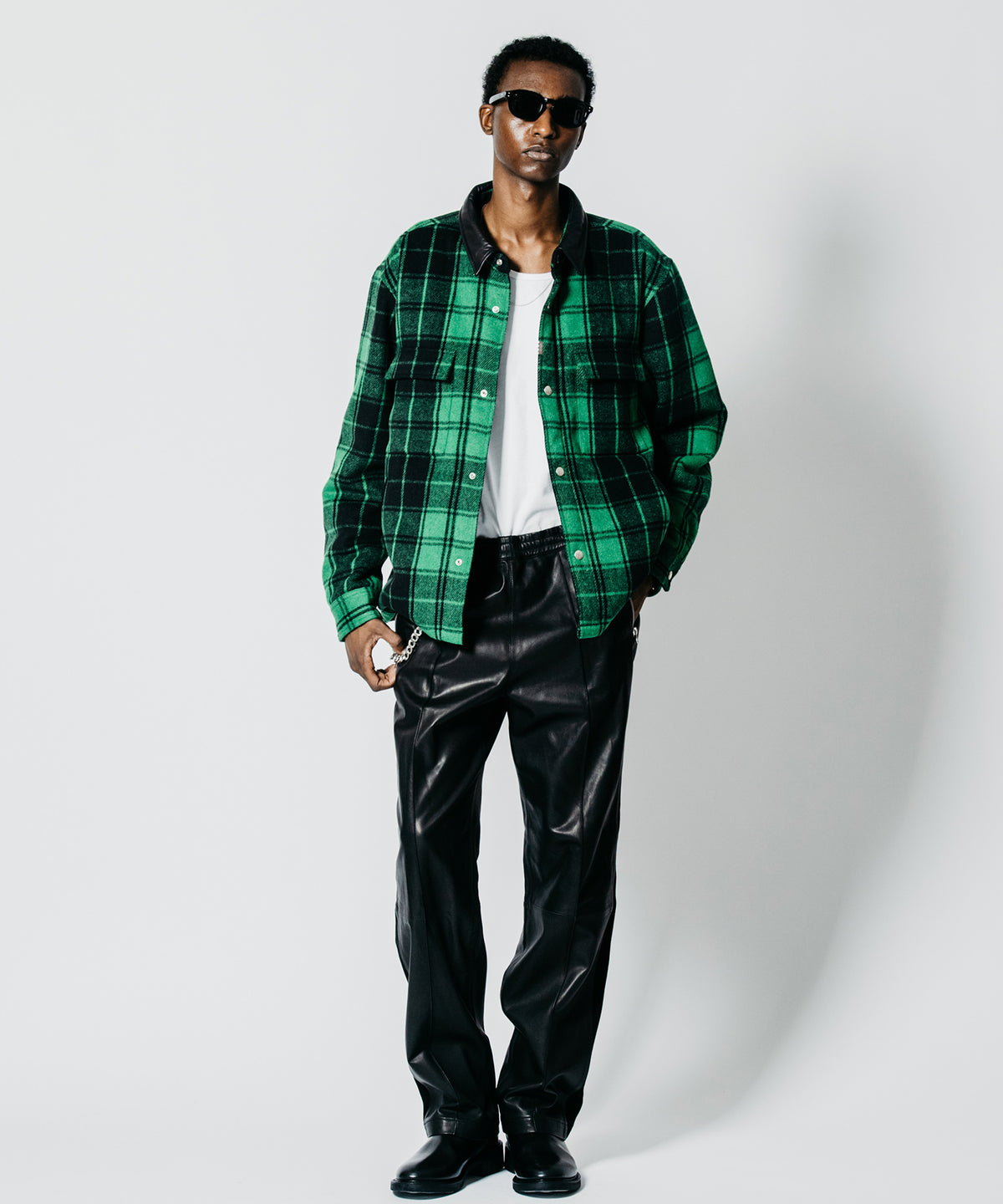SHEEP COMBINATION LEATHER TRACK PANTS