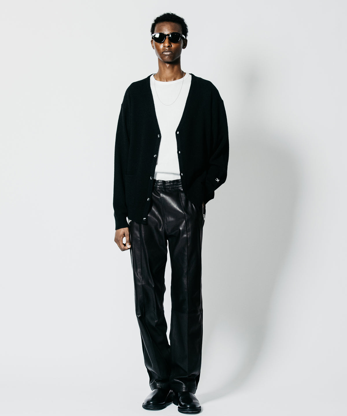 SHEEP COMBINATION LEATHER TRACK PANTS