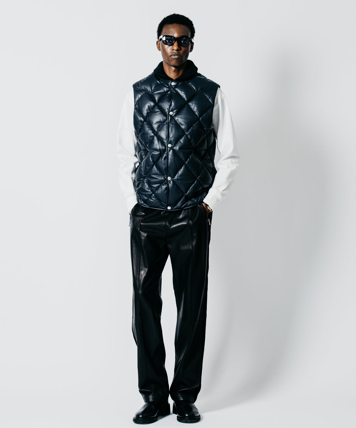 SHEEP COMBINATION LEATHER TRACK PANTS