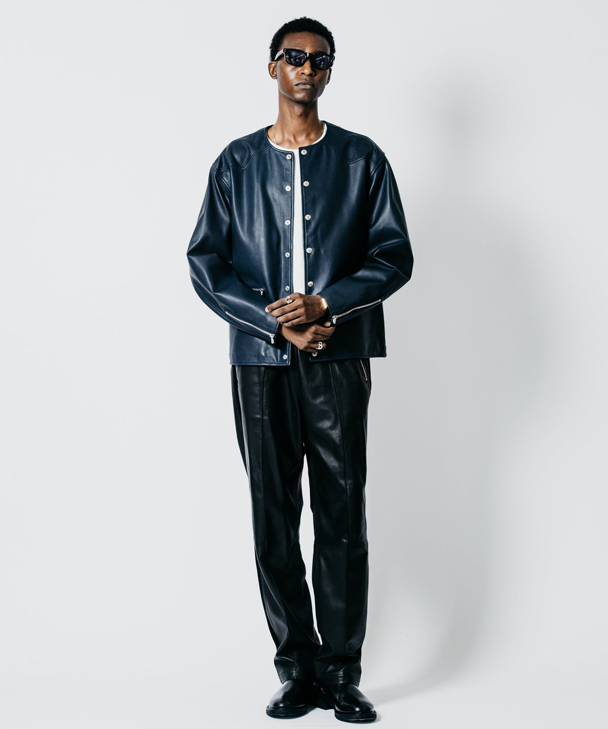 SHEEP COMBINATION LEATHER TRACK PANTS