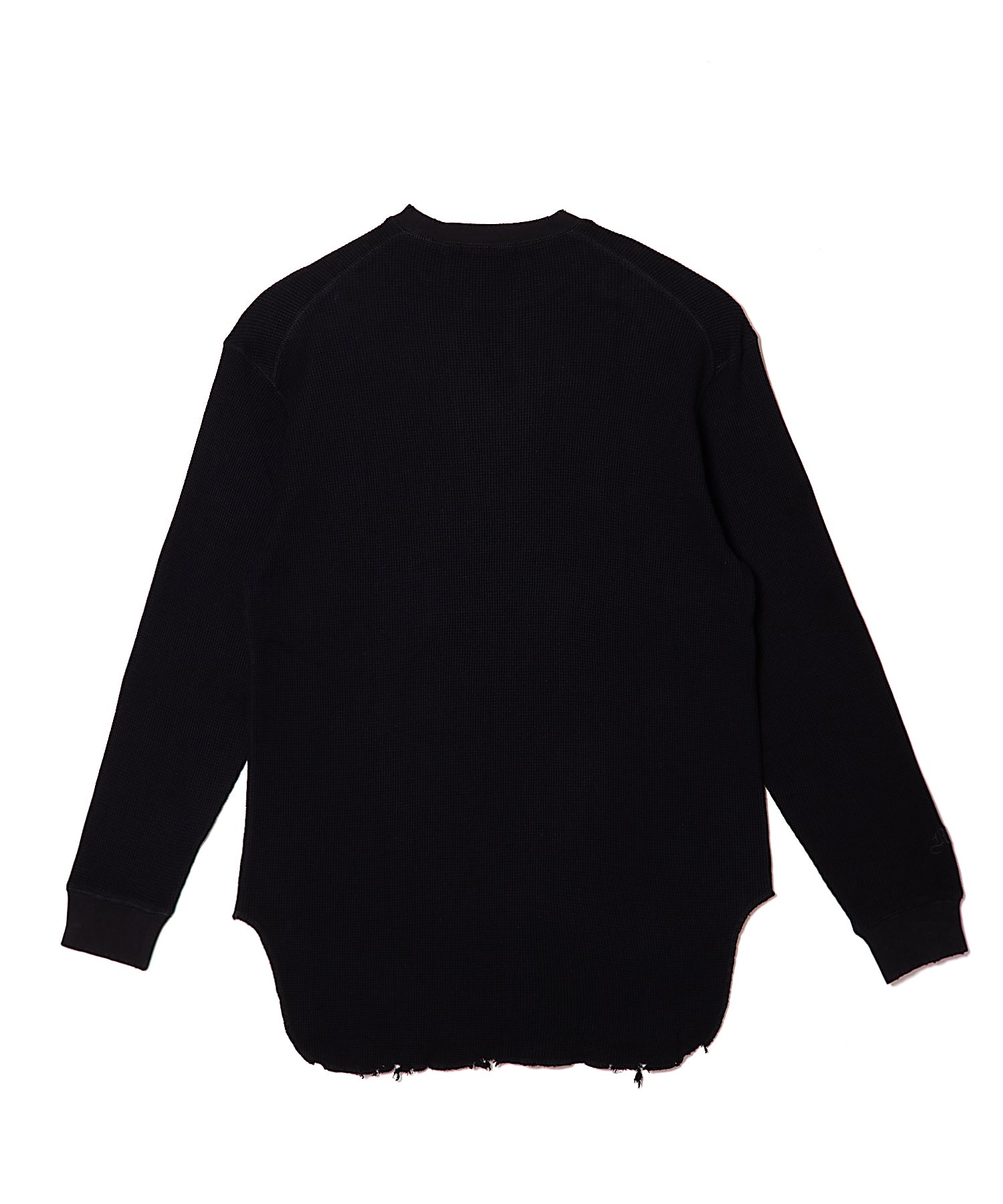 COTTON WAFFLE DAMAGE LONG SLEEVE CUTSEW