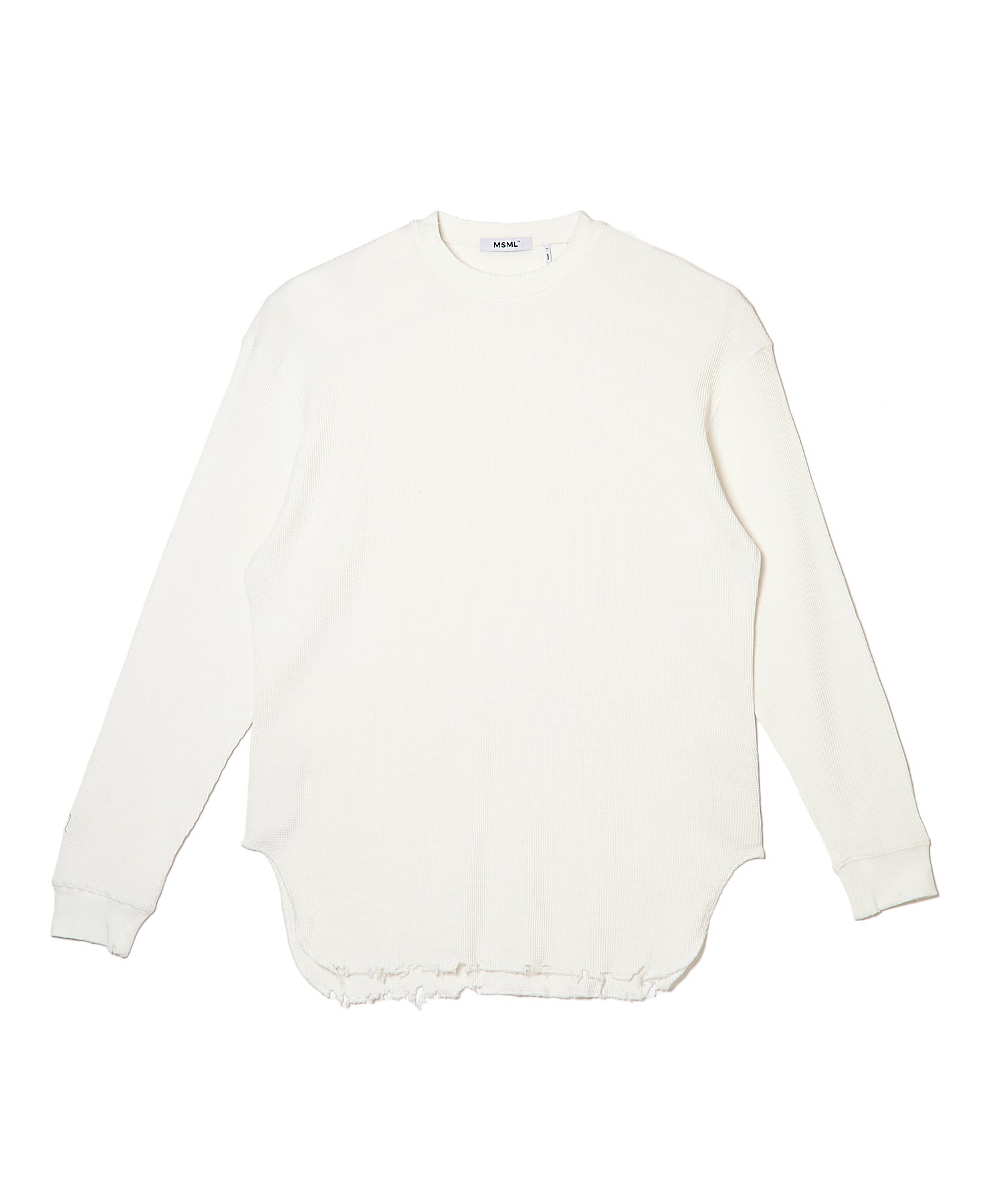 COTTON WAFFLE DAMAGE LONG SLEEVE CUTSEW
