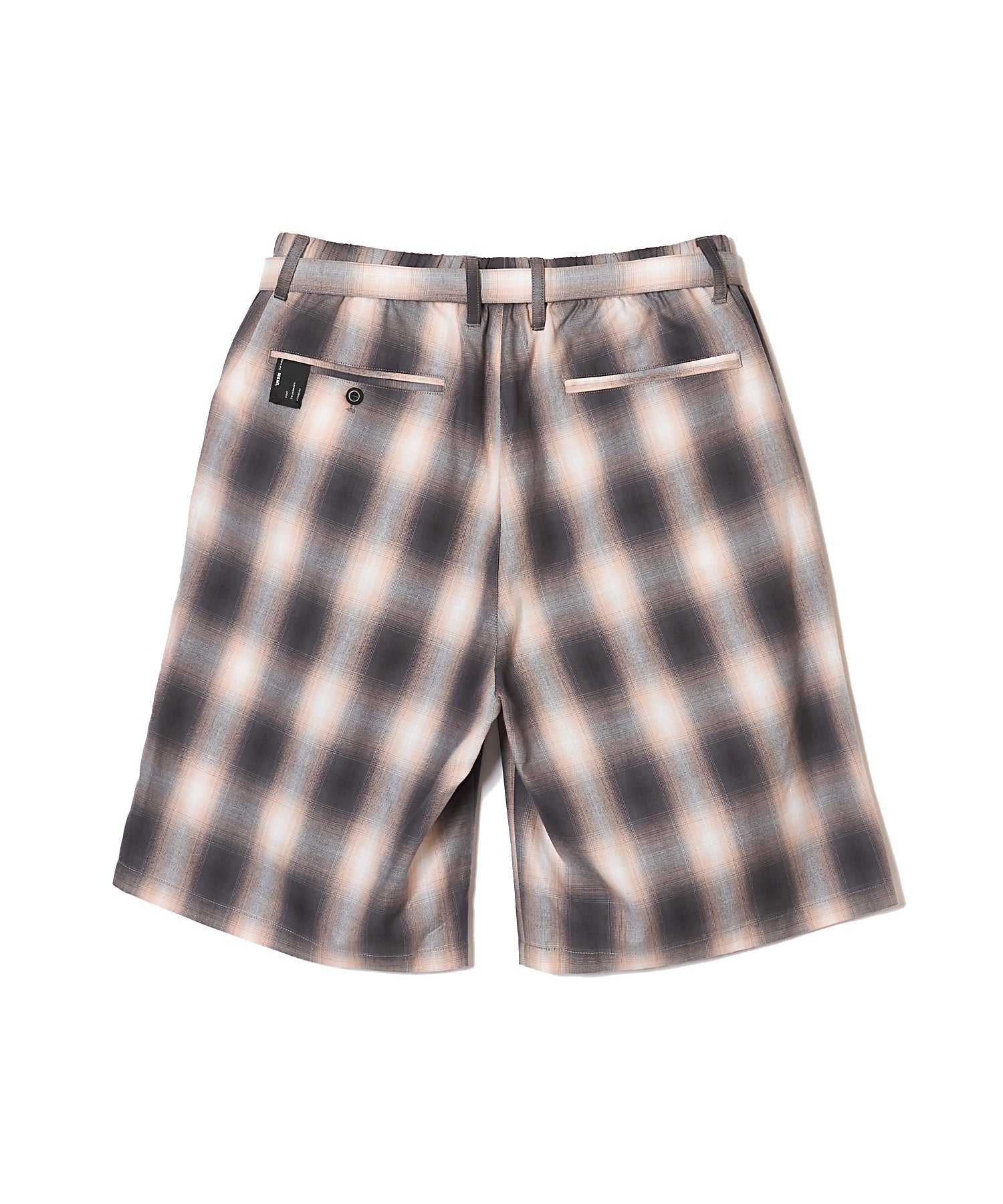 OMBRE CHECK BELTED WIDE HALF PANTS