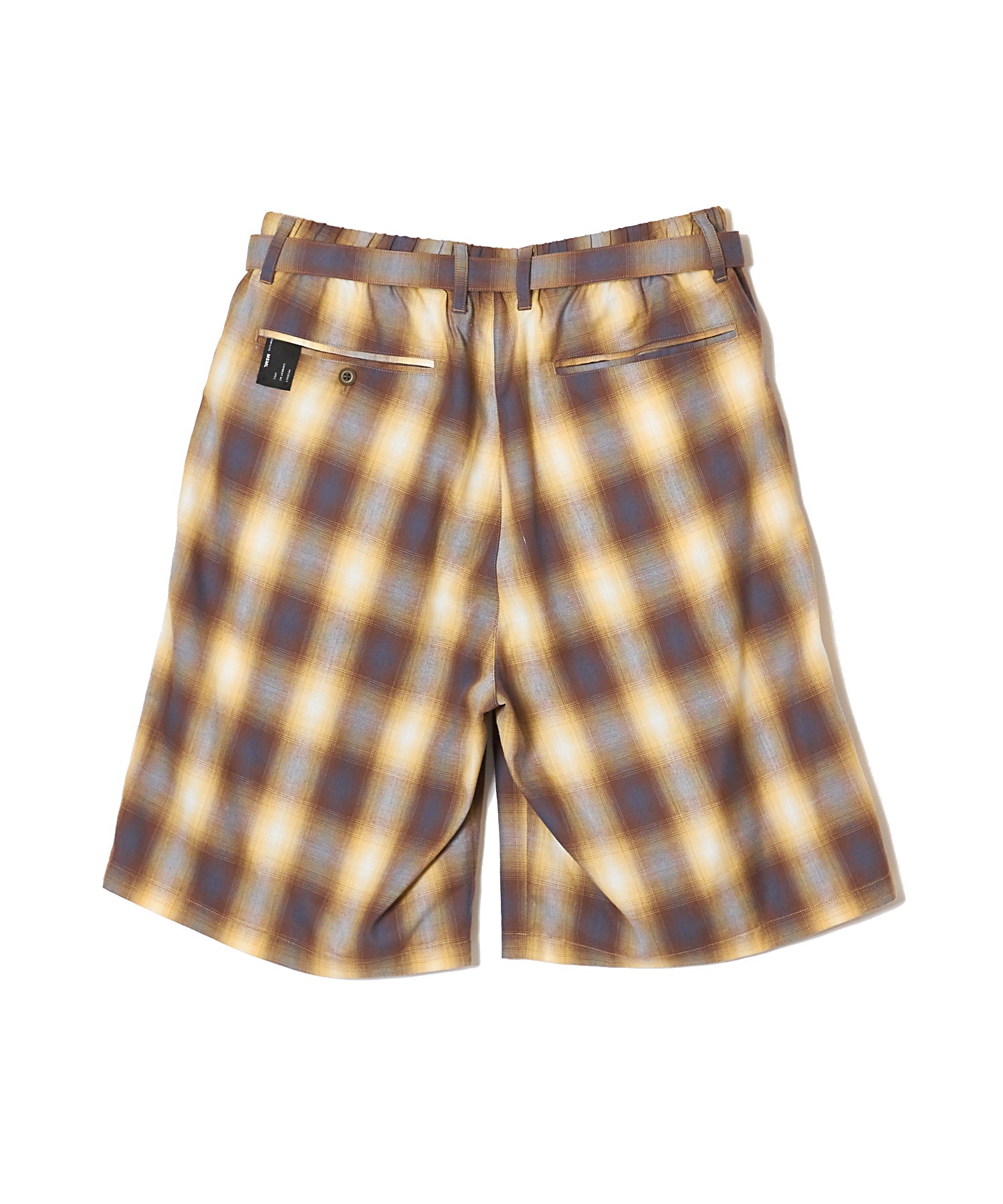 OMBRE CHECK BELTED WIDE HALF PANTS