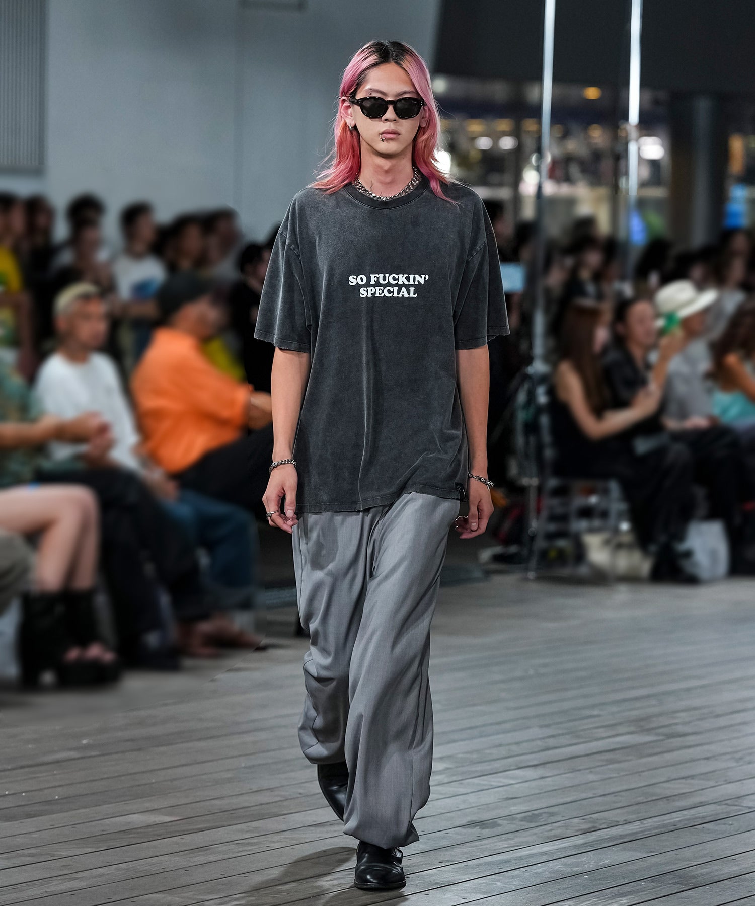 SUIT FABRIC EASY PANTS WITH ELASTIC HEM