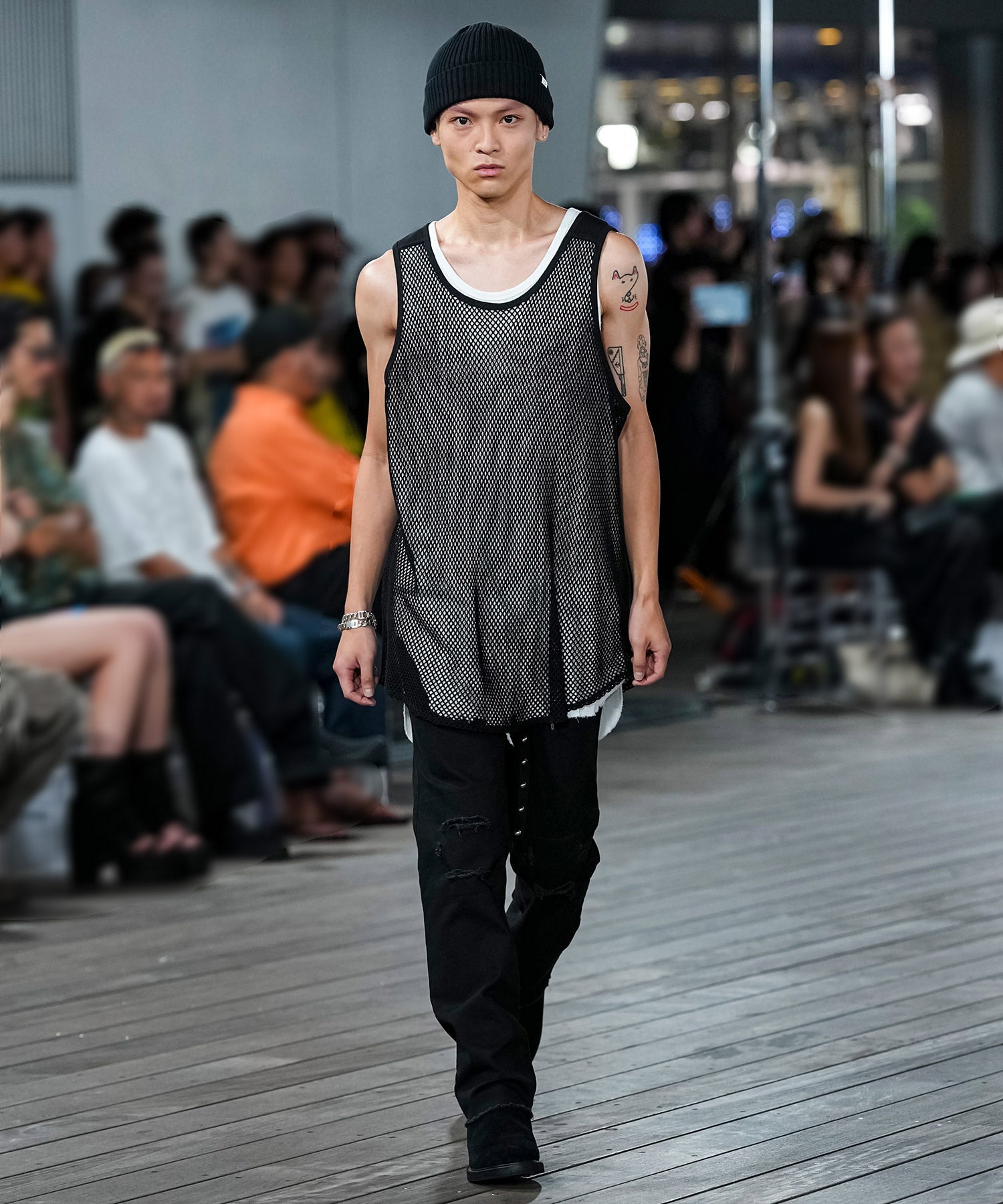 COTTON WAFFLE DAMAGE TANK TOP