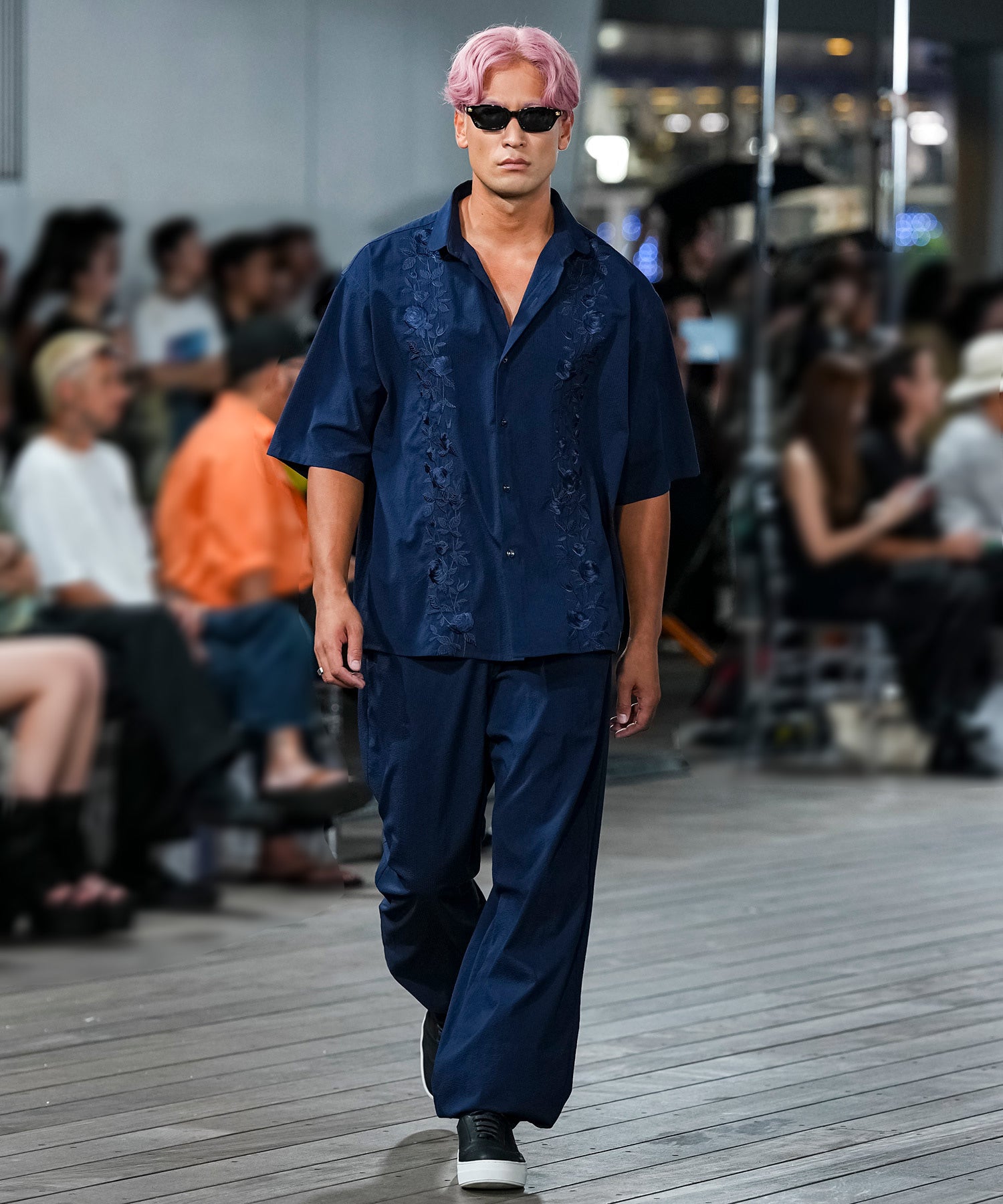 SEERSUCKER EASY PANTS WITH ELASTIC HEM