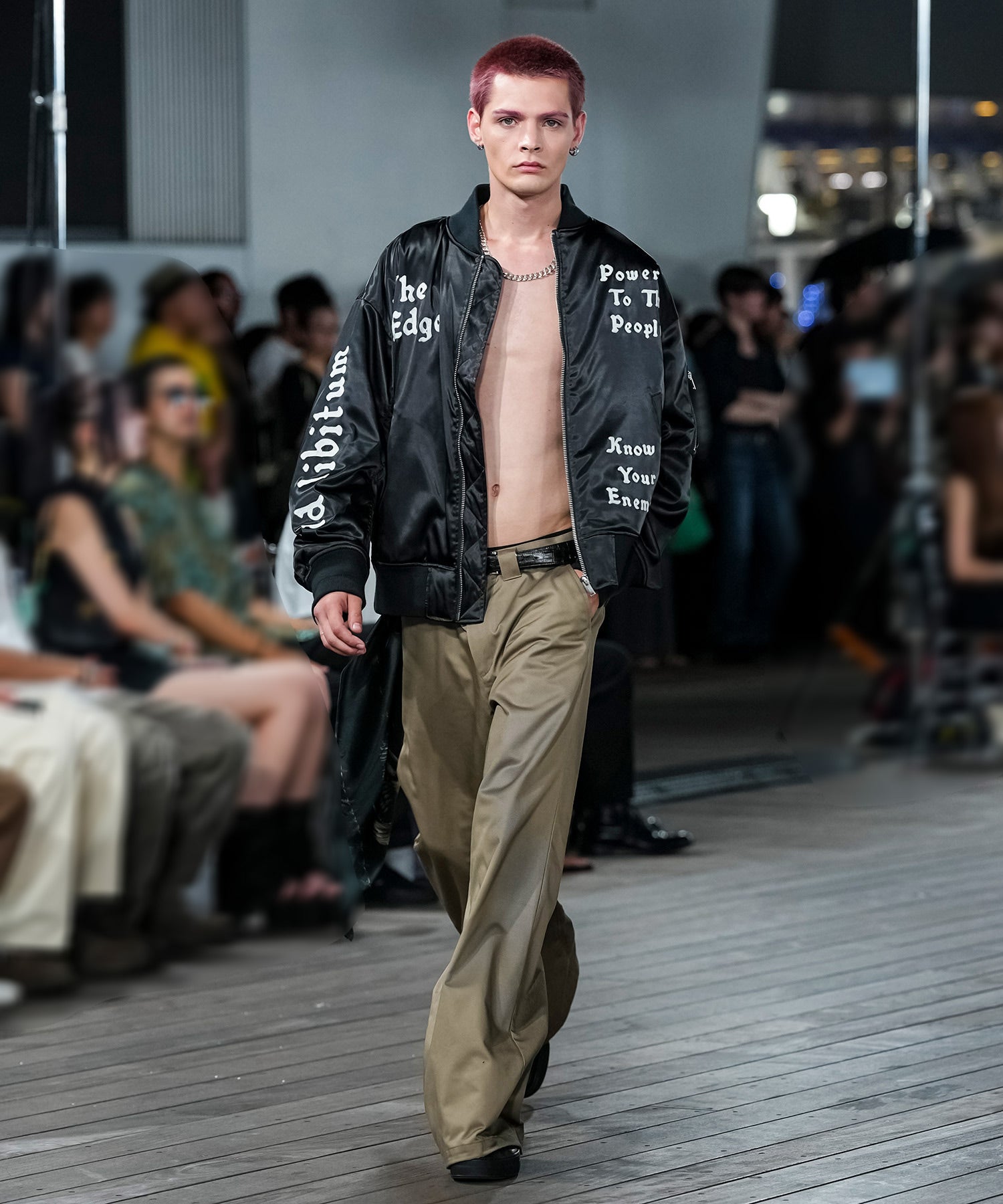 WIDE TC TWILL PANTS WITH DRAWSTRING HEM